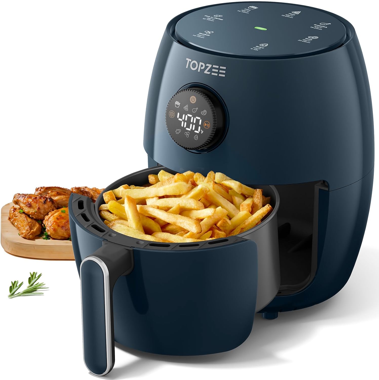 Small Compact Air Fryer, 2.1QT, 4-in-1 Small Mini Airfryer, Bake, Roast, Reheat, 98% Less Oil, Adjustable Temperature Control w/ 60min Timer, Quiet, Nonstick & Dishwasher Safe, BPA-Free, Dark Blue review